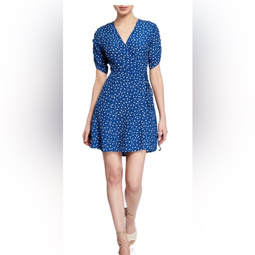 Faithful the Brand La Rochelle Blue Mini Wrap Dress
